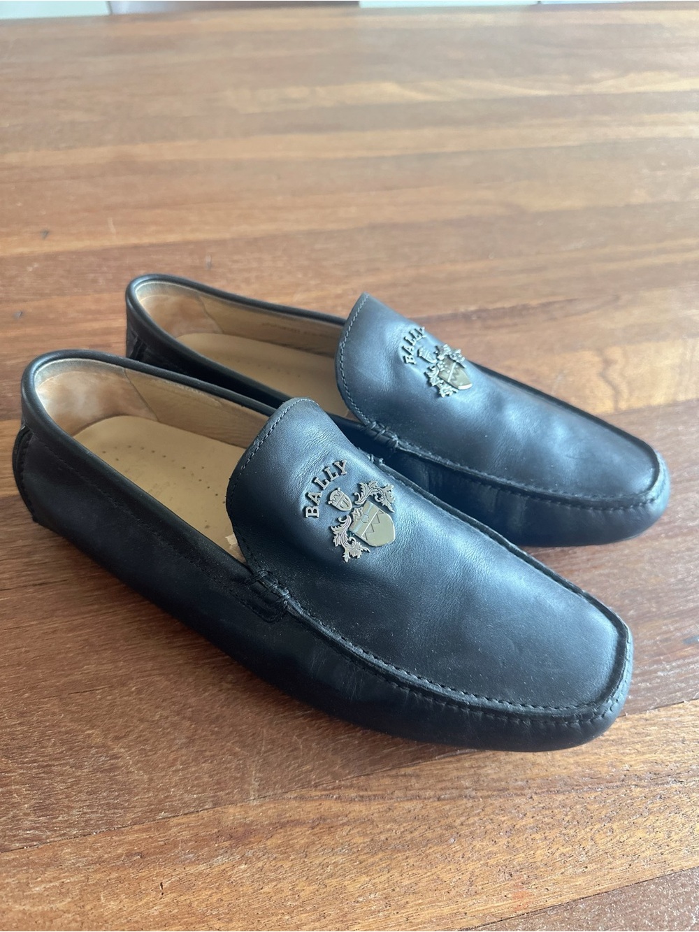 Bally Men’s Black Leather Driving Loafers Moccasins Slip On Shoes Luxury Size 8 - Picture 3 of 9